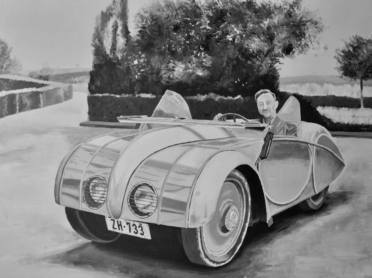 Painting of Josef Ganz in the Silberfisch by Hugo Godinez Solórzano